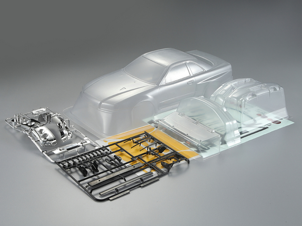 1/10 scale Nissan Skyline GTR (R34) 195mm RC Car Lexan Transparent