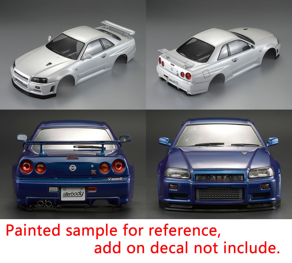 Nissan Skyline GT-R 1/10ボディ 1/10 scale Nissan Skyline GTR (R34) 195mm RC Car Lexan Transparent
